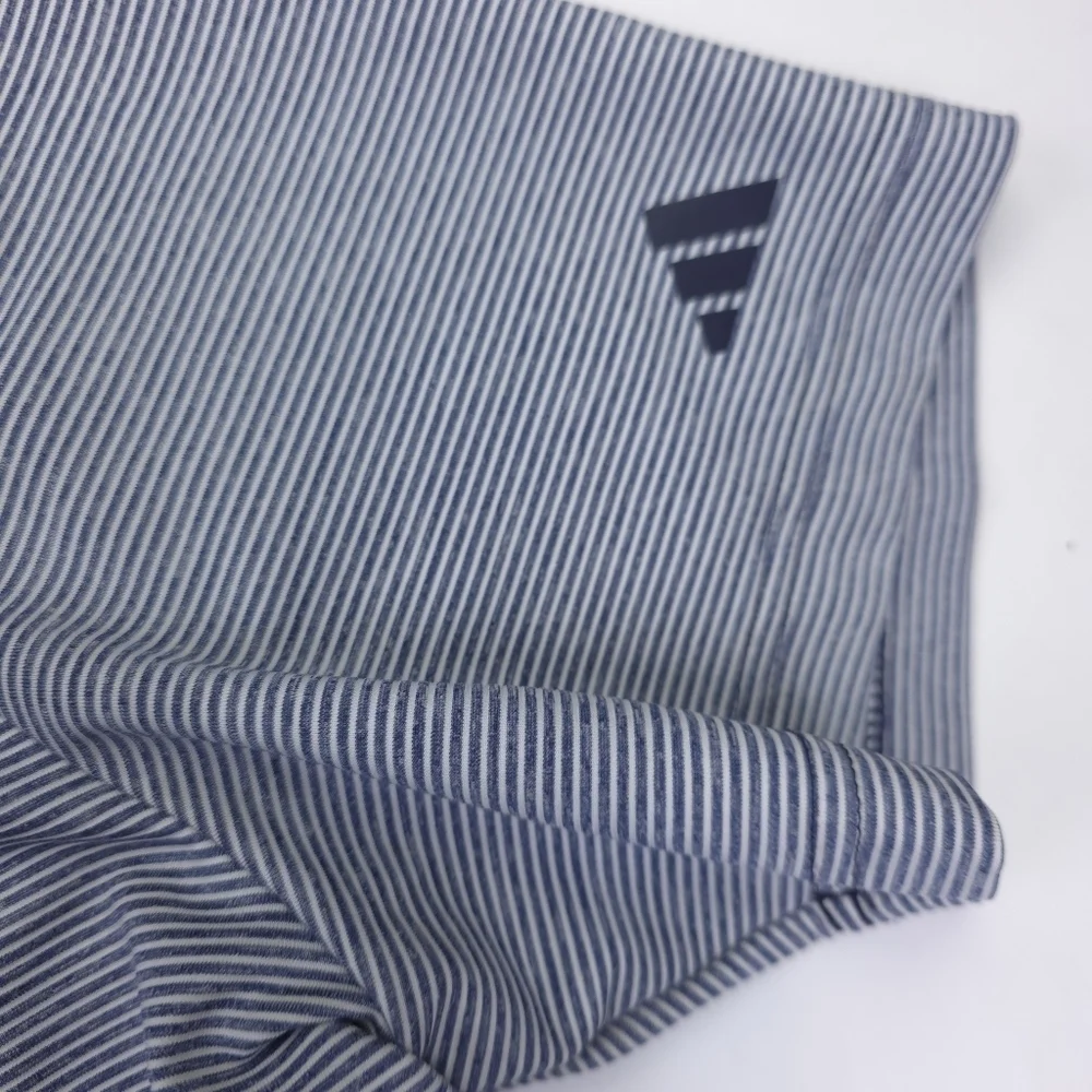 Adidas Men's Striped Polo Shirt - Navy and White Sz M